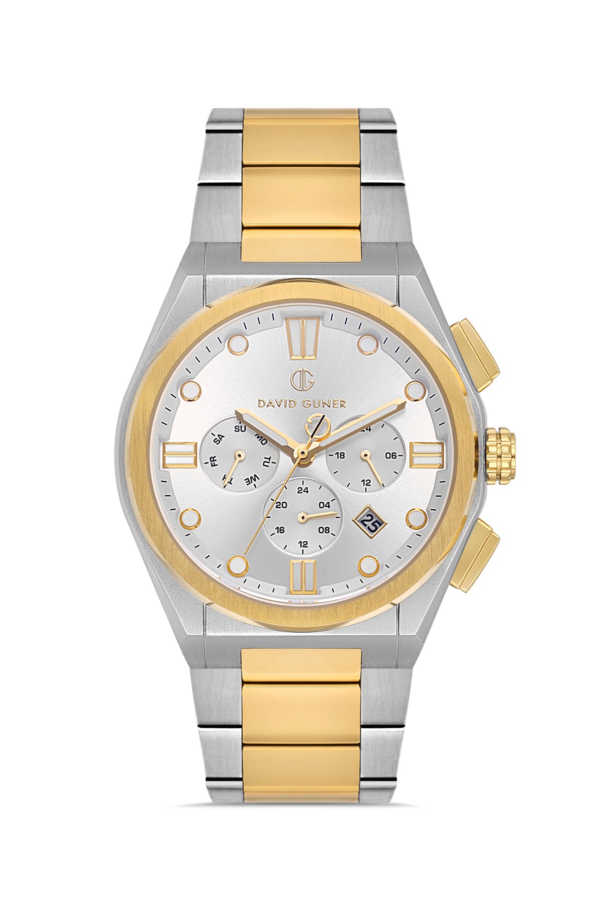 DAVID GUNER Sarı Beyaz Renk Kadranlı Multi Fonksiyon Erkek Kol Saati