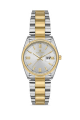 DAVID GUNER Beyaz Kadranlı Sarı Beyaz Kaplama Paslanmaz Çelik Kordonlu Kadın Kol Saati – DG-8391LA-D1