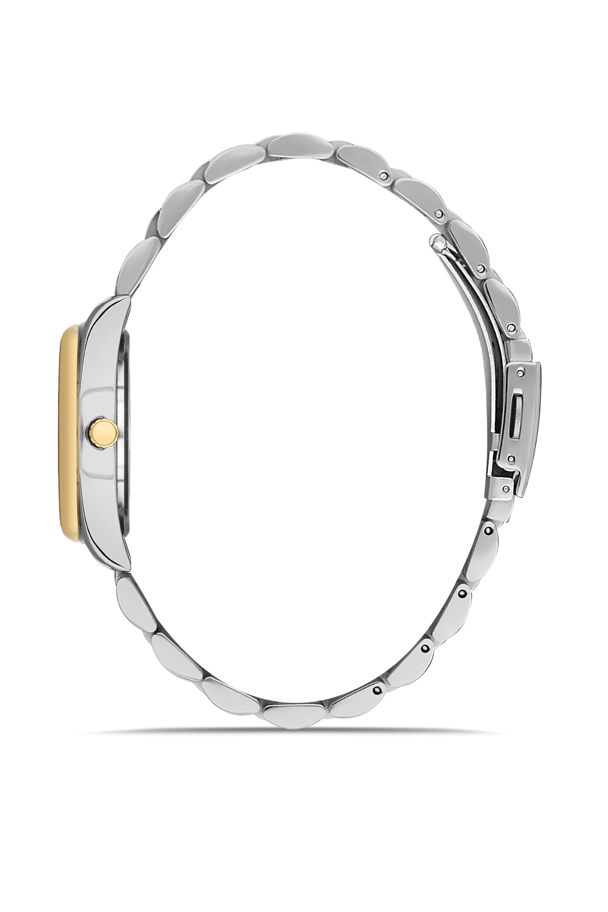 DAVID GUNER Beyaz Kadranlı Sarı Beyaz Kaplama Paslanmaz Çelik Kordonlu Kadın Kol Saati – DG-8391LA-D1