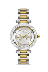 DAVID GUNER Sarı Beyaz Kaplama Beyaz Kadranlı Paslanmaz Masif Çelik Kordonlu Kadın Kol Saati - DG-8415LA-D1