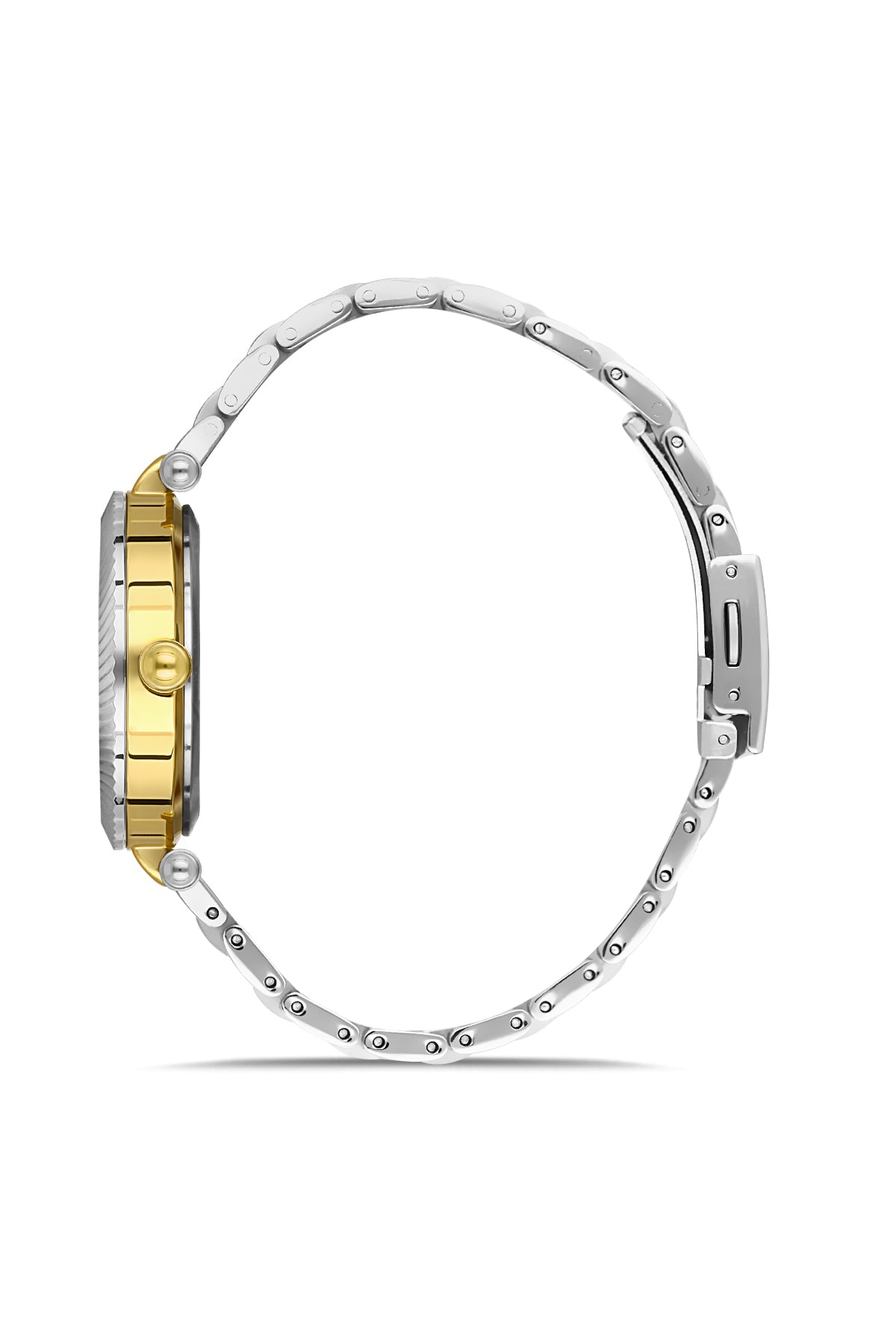 DAVID GUNER Sarı Beyaz Kaplama Beyaz Kadranlı Paslanmaz Masif Çelik Kordonlu Kadın Kol Saati - DG-8415LA-D1