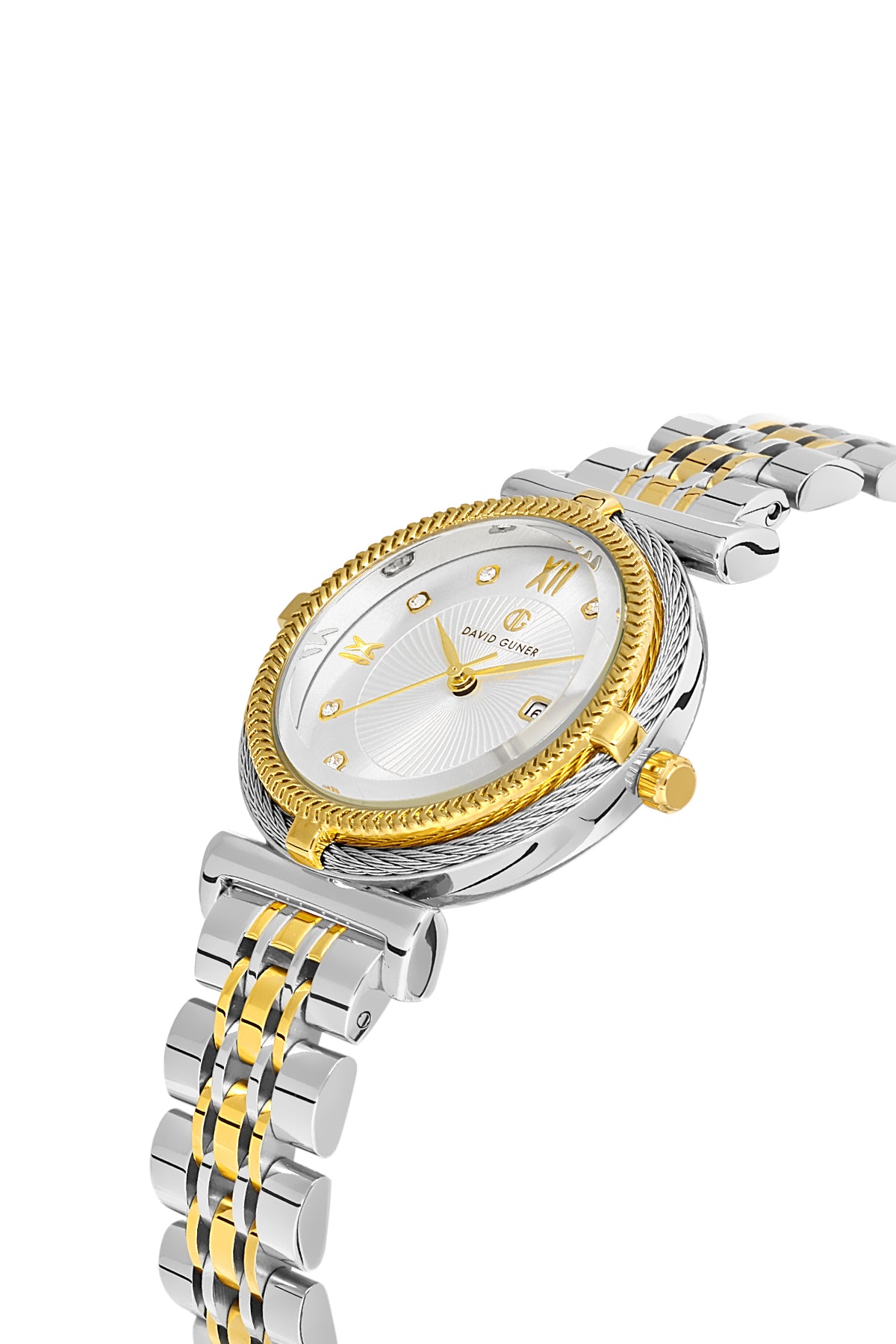DAVID GUNER SARI BEYAZ KAPLAMALI BEYAZ KADRANLI KADIN KOL SAATİ DG-8431LA-D1