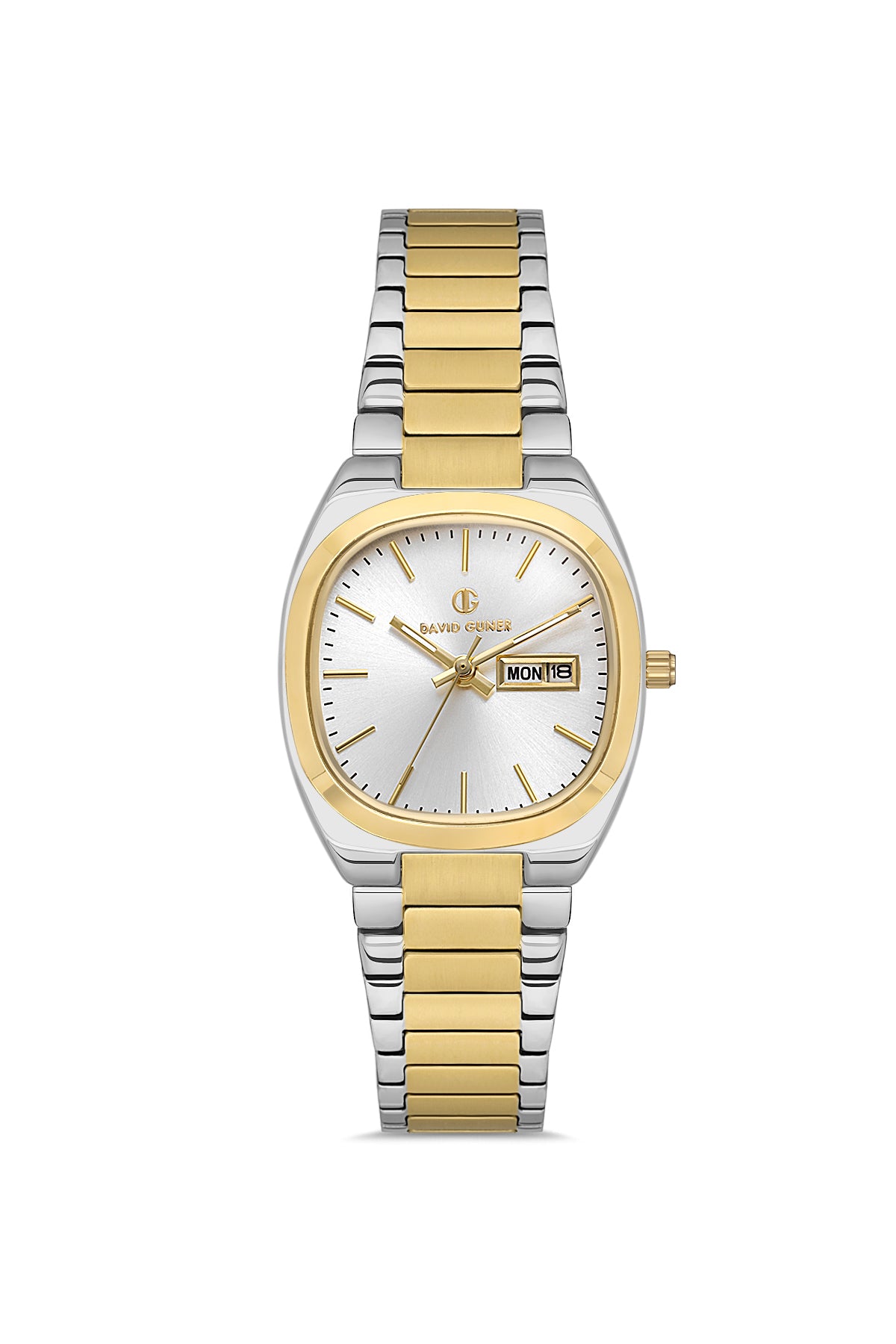 DAVID GUNER Sarı Beyaz Kaplama Takvimli Gümüş Kadranlı Paslanmaz Çelik Kadın Kol Saati - DG-8856LA-D1