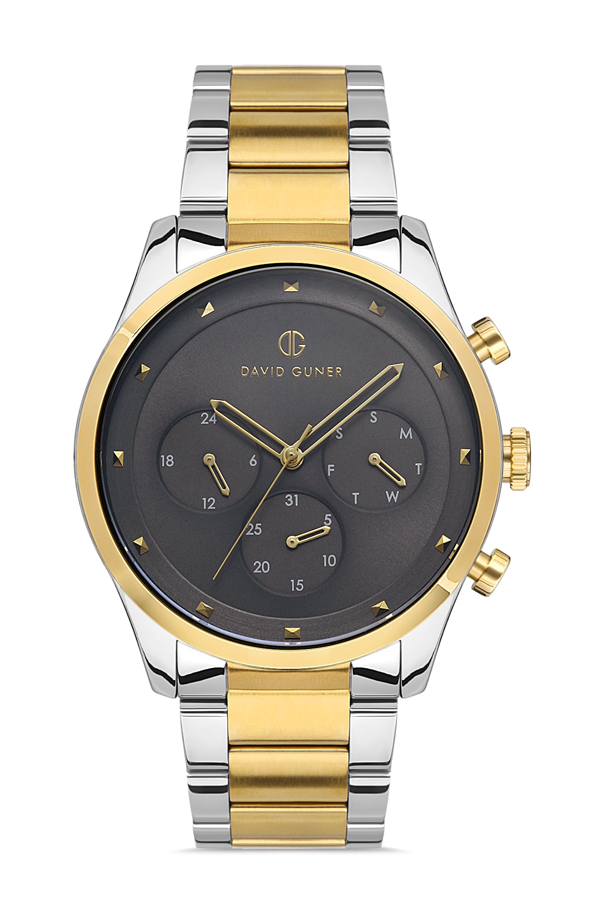 DAVID GUNER SARI BEYAZ KAPLAMALI GRİ KADRANLI ERKEK KOL SAATİ DG-8296GA-D9