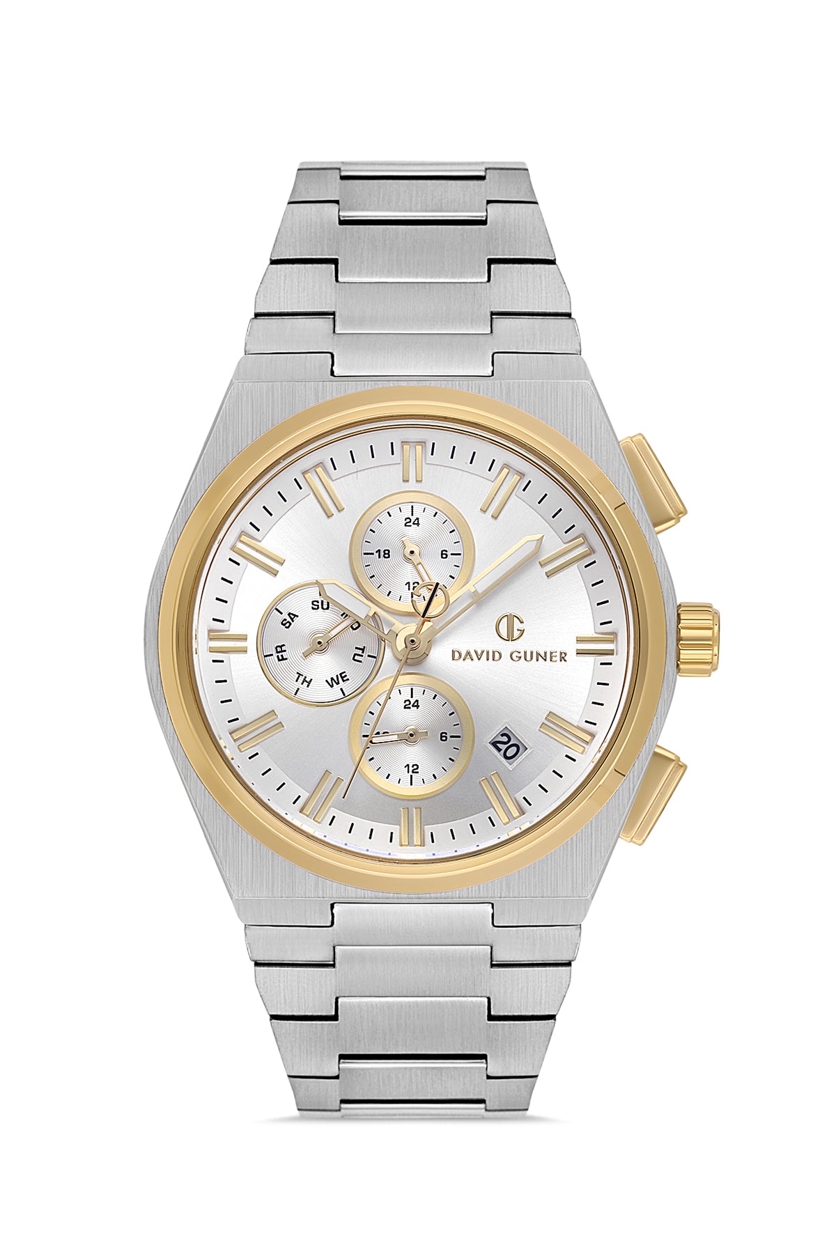 DAVID GUNER Sari beyaz Kaplamalı Gümüş Kadranlı Erkek Kol Saati - DG-8845GA-D1