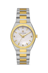 DAVID GUNER Yellow White Coated Silver Dial Women's Watch