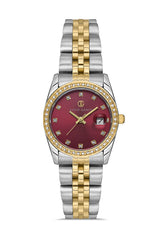 DAVID GUNER SARI BEYAZ KAPLAMALI KIRMIZI KADRANLI KADIN KOL SAATİ DG-8635LA-D8