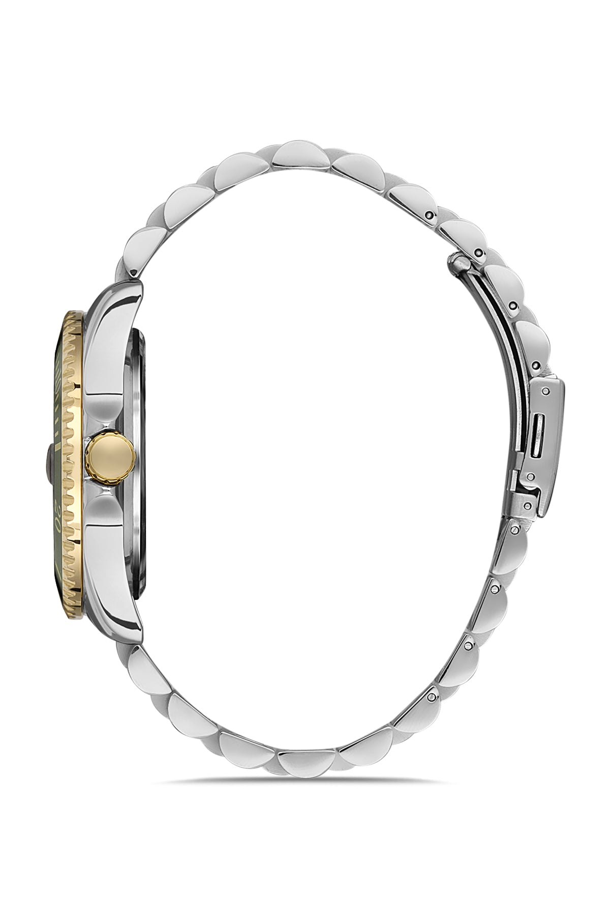 DAVID GUNER Sarı Gümüş Renk Kaplamalı Lacivert Kadranlı Takvimli Erkek Kol Saati - DG-8230GA-D3