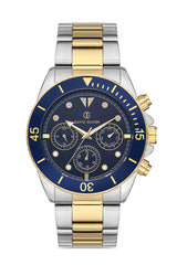 DAVID GUNER Mavi Kadranlı Sarı - Beyaz Kaplamalı Erkek Kol Saati - DG-8252GA-D3