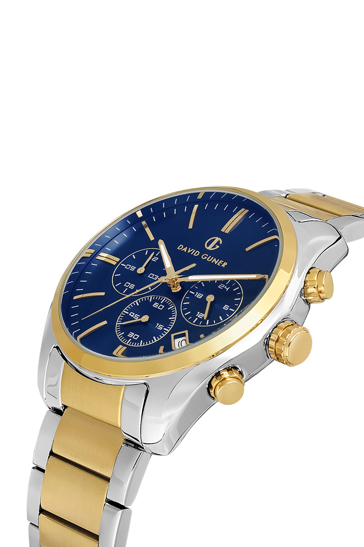 DAVID GUNER SARI BEYAZ KAPLAMALI MAVİ KADRANLI ERKEK KOL SAATİ DG-8700GA-D3