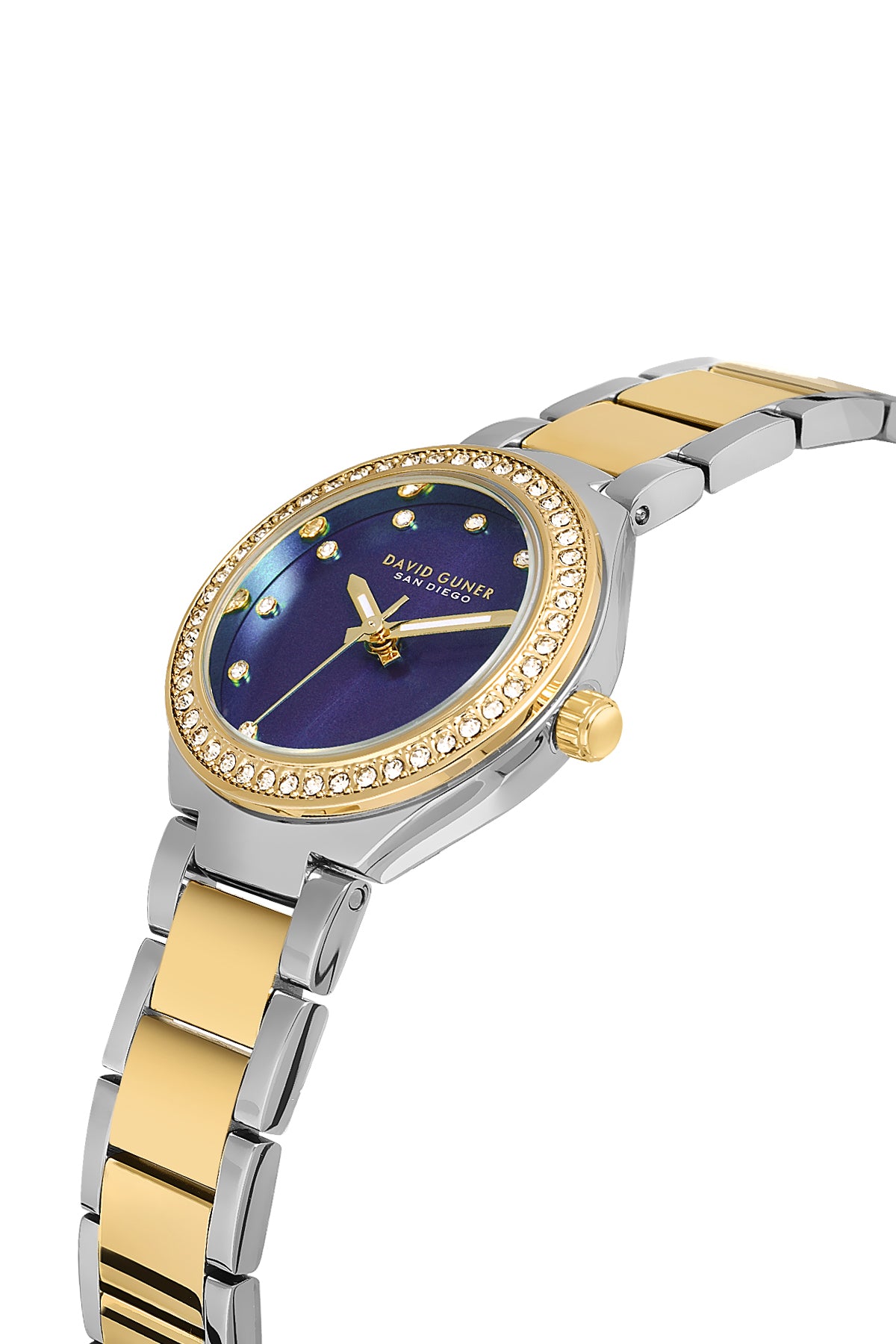 DAVID GUNER SARI BEYAZ KAPLAMALI MAVİ KADRANLI KADIN KOL SAATİ DG-8868LA-D3