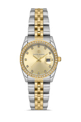 DAVID GUNER SARI BEYAZ KAPLAMALI SARI KADRANLI KADIN KOL SAATİ DG-8635LA-D4