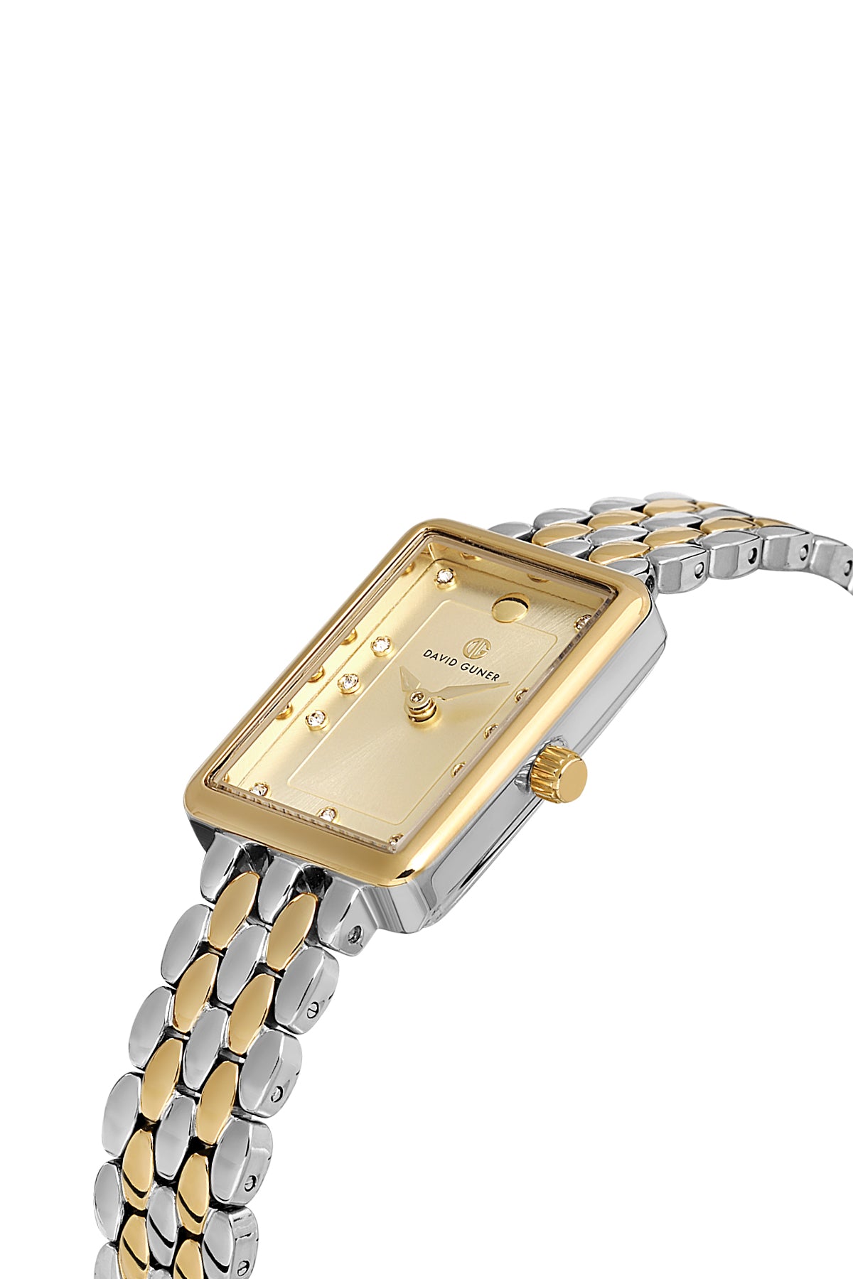 DAVID GUNER SARI BEYAZ KAPLAMALI SARI KADRANLI KADIN KOL SAATİ DG-8882LA-D4