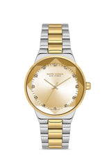 DAVID GUNER SARI BEYAZ KAPLAMALI SARI KADRANLI KADIN KOL SAATİ DG-8909LA-D4