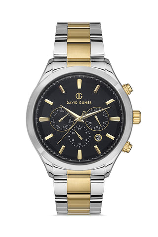 DAVID GUNER SARI BEYAZ KAPLAMALI SİYAH KADRANLI ERKEK KOL SAATİ - DG-8400GA-D2