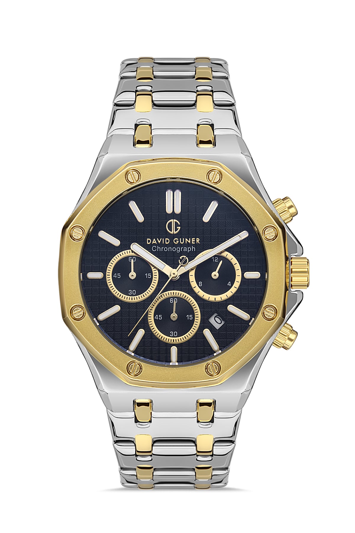 DAVID GUNER SARI BEYAZ KAPLAMALI SİYAH KADRANLI ERKEK KOL SAATİ DG-8065GA-D2