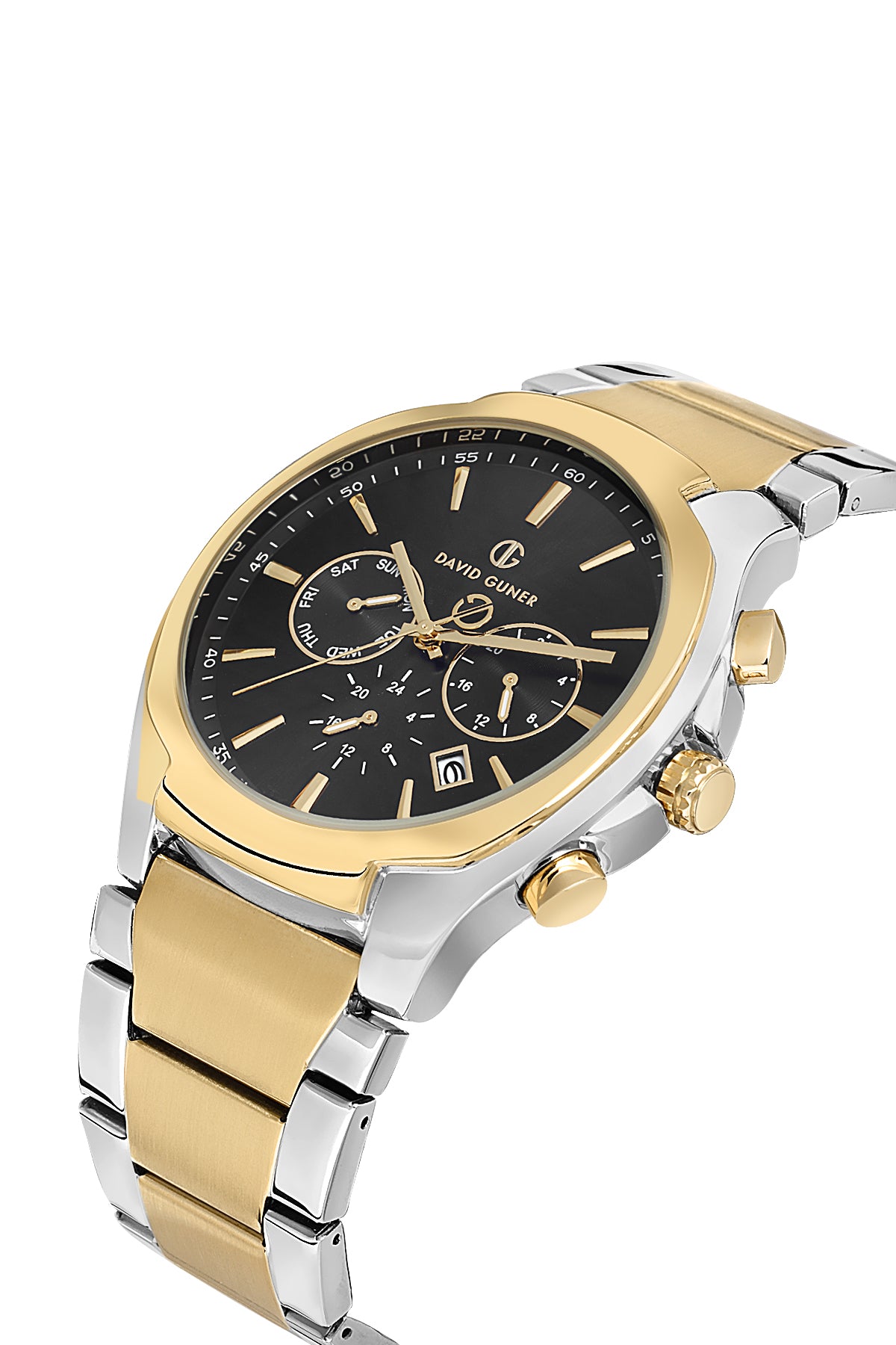 DAVID GUNER SARI BEYAZ KAPLAMALI SİYAH KADRANLI ERKEK KOL SAATİ - DG-8395GA-D2