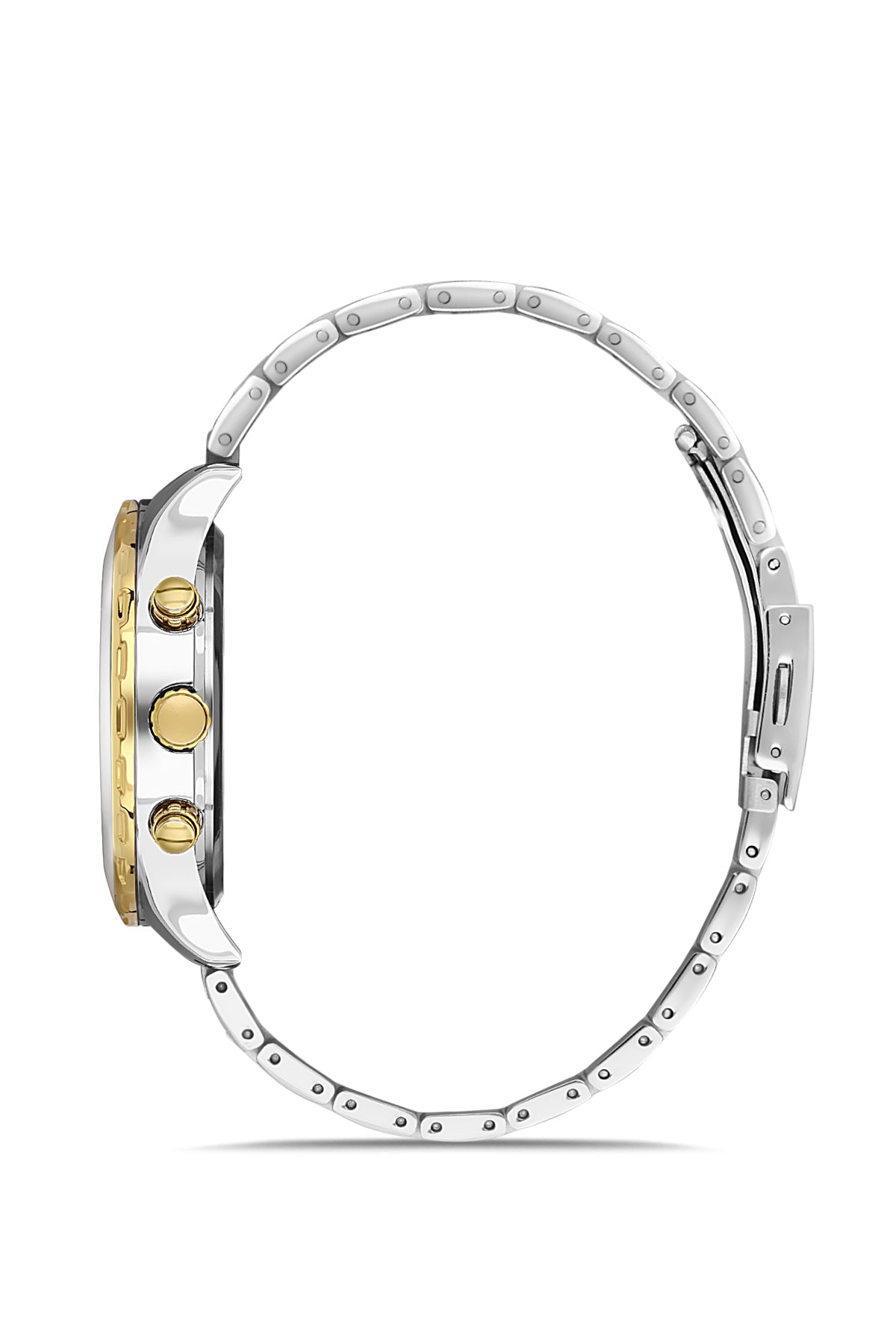 DAVID GUNER Sarı Beyaz Kaplamalı Siyah Kadranlı Erkek Kol Saati - DG-8427GA-D2