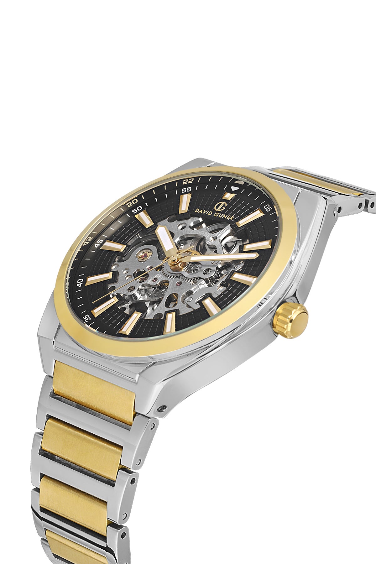 DAVID GUNER SARI BEYAZ KAPLAMALI SİYAH KADRANLI ERKEK KOL SAATİ DG-8653GA-D2