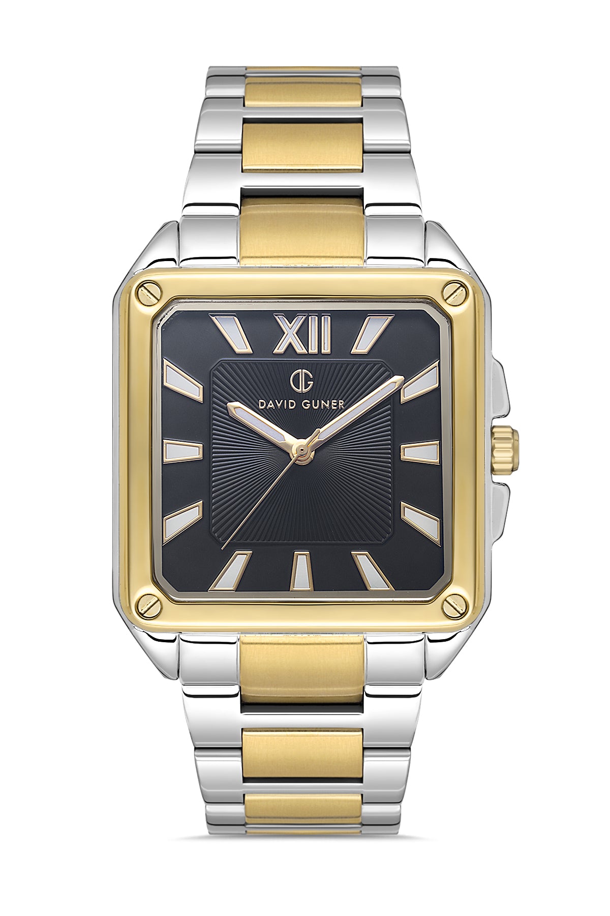 DAVID GUNER Siyah Kadranlı Sarı Gümüş Kaplamalı Erkek Kol Saati - DG-8668GA-D2