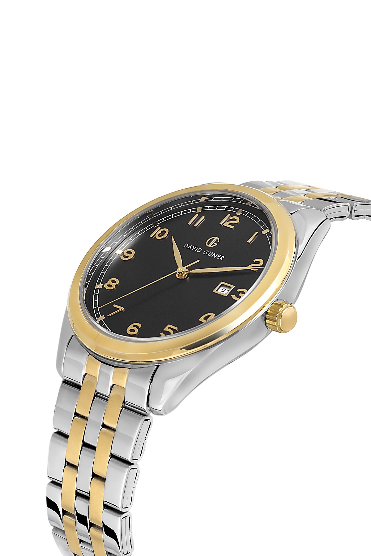 DAVID GUNER SARI BEYAZ KAPLAMALI SİYAH KADRANLI ERKEK KOL SAATİ - DG-8733GA-D2