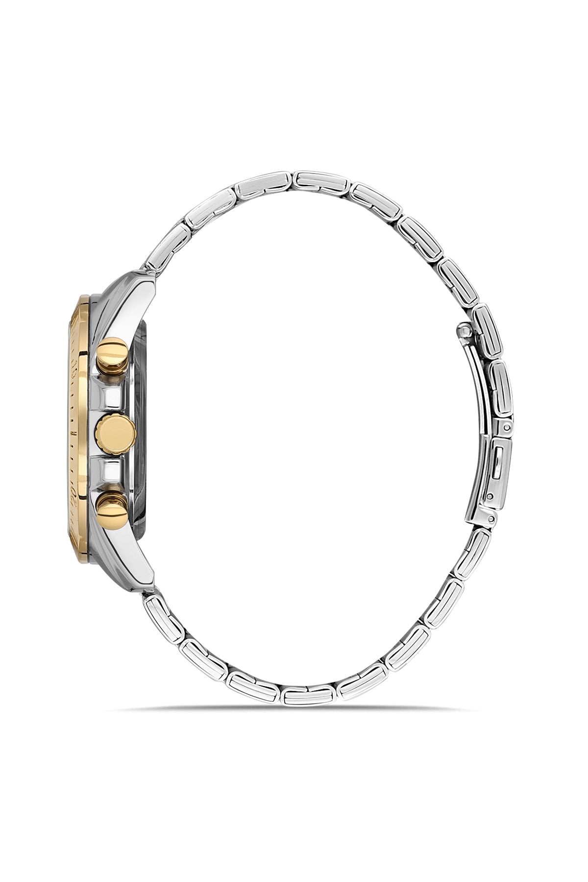 DAVID GUNER Siyah Kadranlı Sarı Beyaz Kaplama Paslanmaz Masif Çelik Kordonlu Multi Fonksiyonlu Erkek Kol Saati