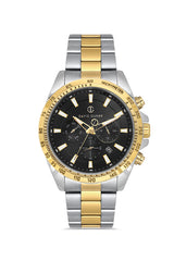 DAVID GUNER Sarı Beyaz Kaplama Siyah Kadranlı Multi Fonksiyonlu Erkek Kol Saati - DG-8743GA-D2