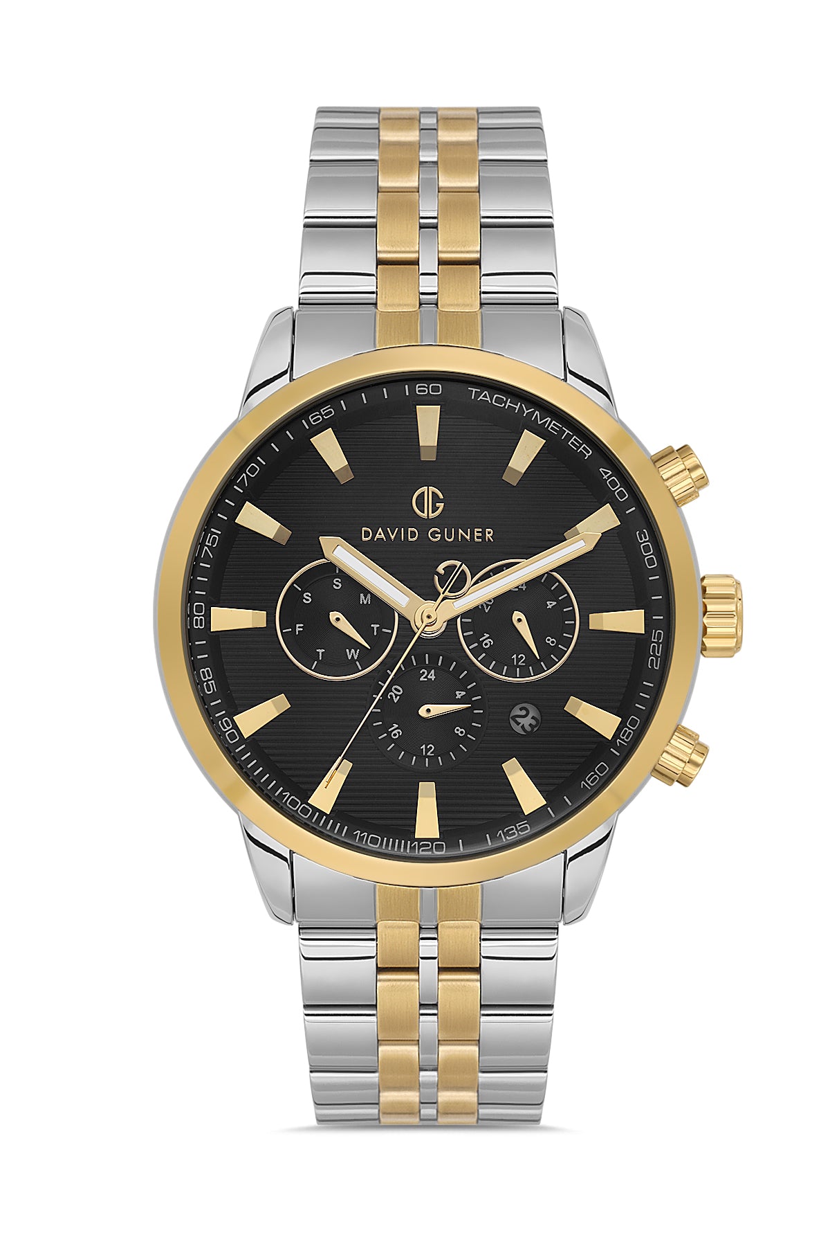 DAVID GUNER SARI BEYAZ KAPLAMALI SİYAH KADRANLI ERKEK KOL SAATİ DG-8836GA-D2