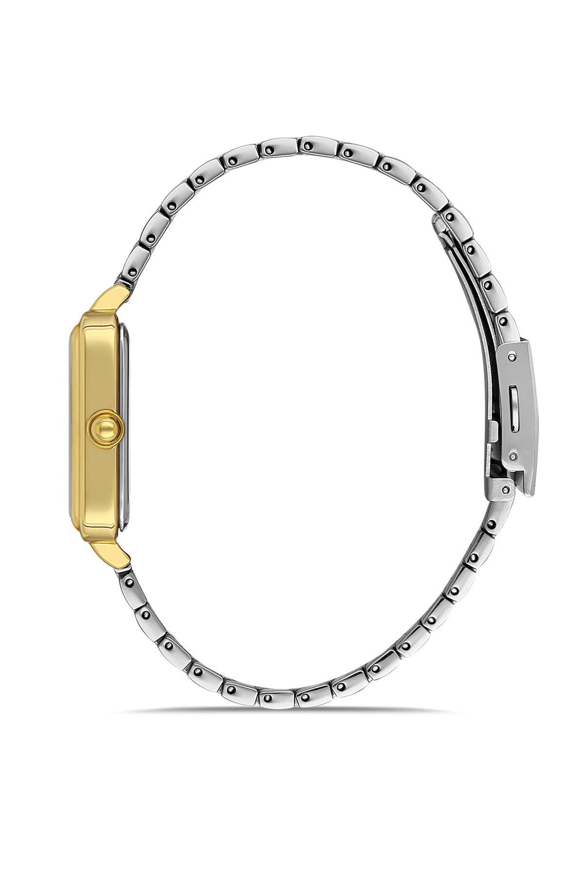 DAVID GUNER Sarı Beyaz Kaplama Siyah Kadranlı Düz Paslanmaz Masif Çelik Kadın Kol Saati - DG-8471LA-D2