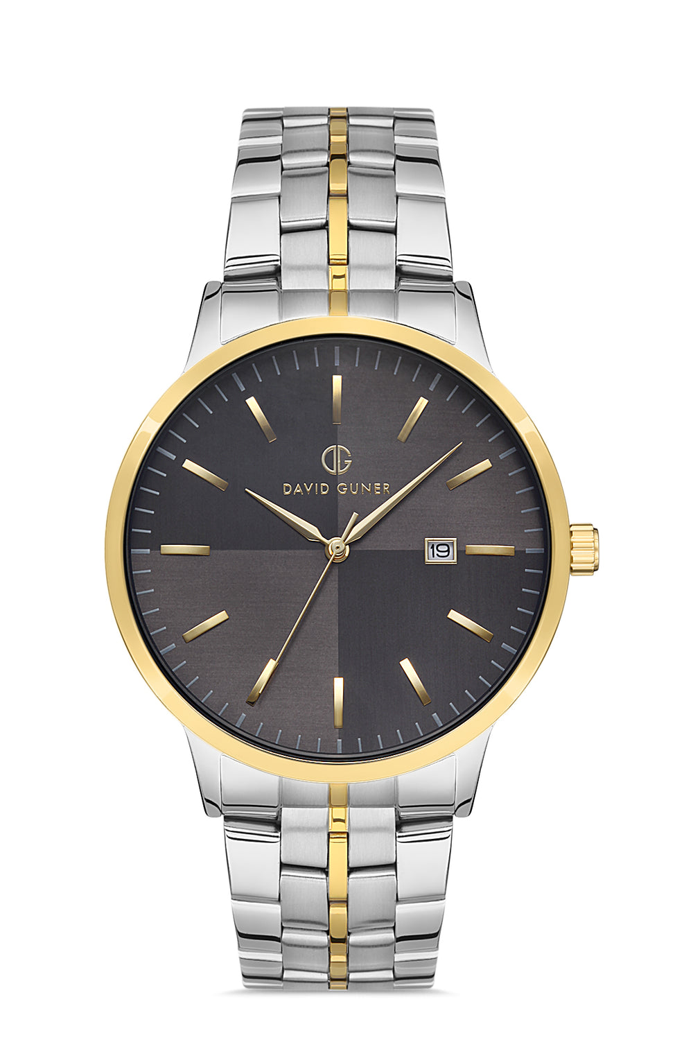 DAVID GUNER Yellow and White Coated Black Dial Calendar Men's Watch
