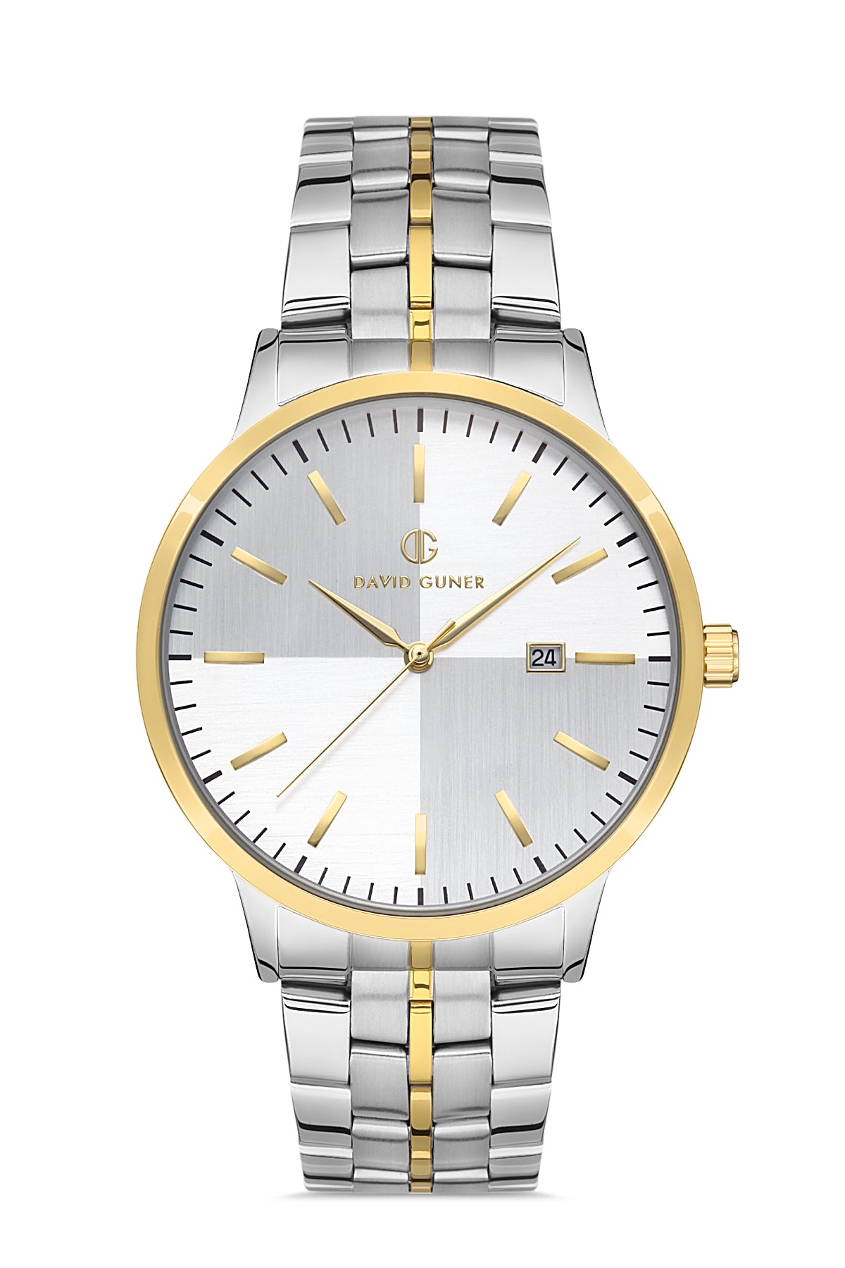 DAVID GUNER Yellow and White Coated Calendar Men's Watch