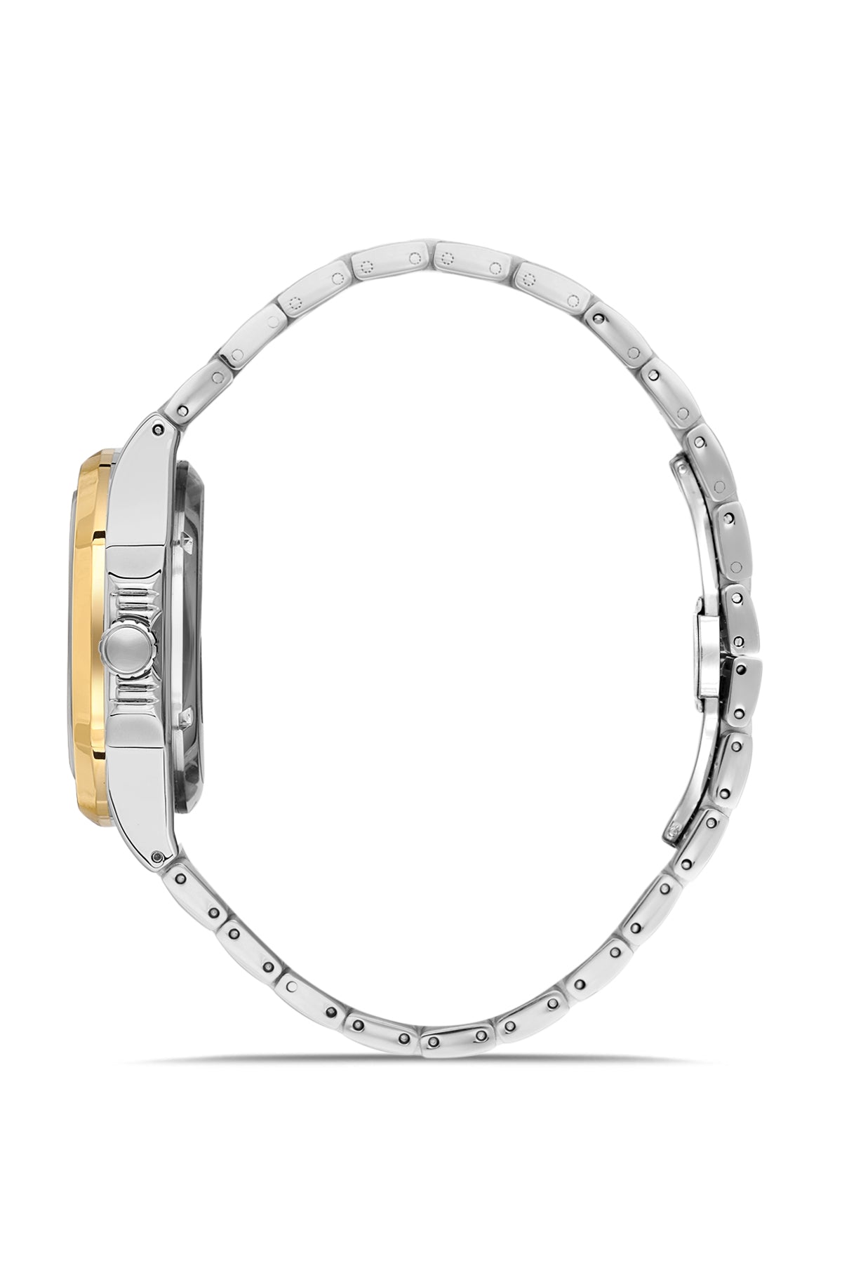 DAVID GUNER Sarı Beyaz Kaplama Turkuaz Kadranlı Takvimli Erkek Kol Saati