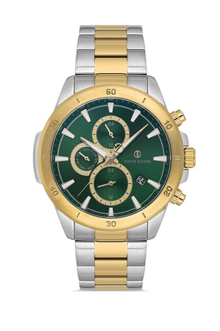 DAVID GUNER SARI BEYAZ KAPLAMALI YEŞİL KADRANLI ERKEK KOL SAATİ - DG-8742GA-D10