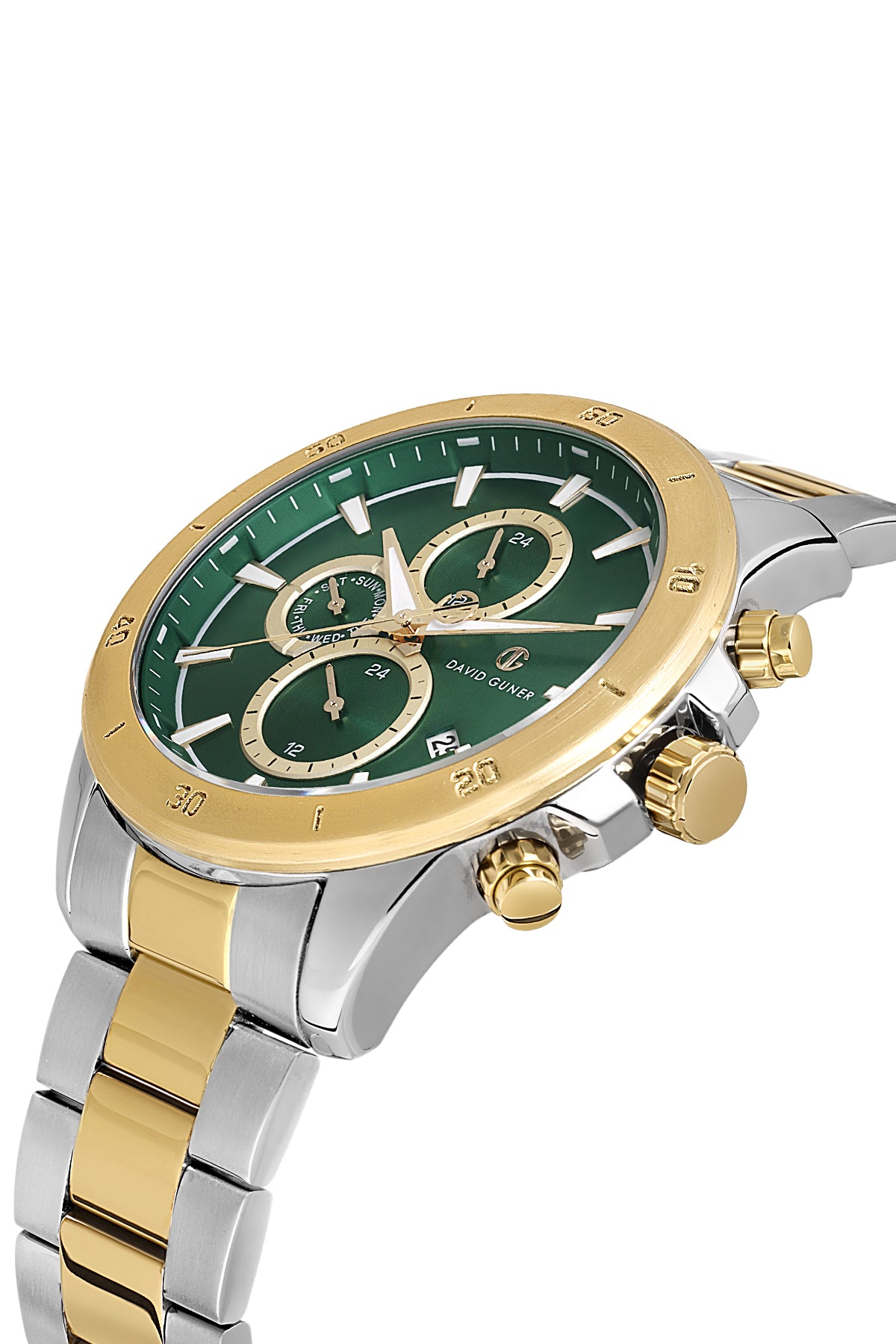 DAVID GUNER SARI BEYAZ KAPLAMALI YEŞİL KADRANLI ERKEK KOL SAATİ - DG-8742GA-D10