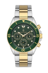 DAVID GUNER Yeşil Kadranlı Sarı - Beyaz Kaplamalı Erkek Kol Saati - DG-8252GA-D10