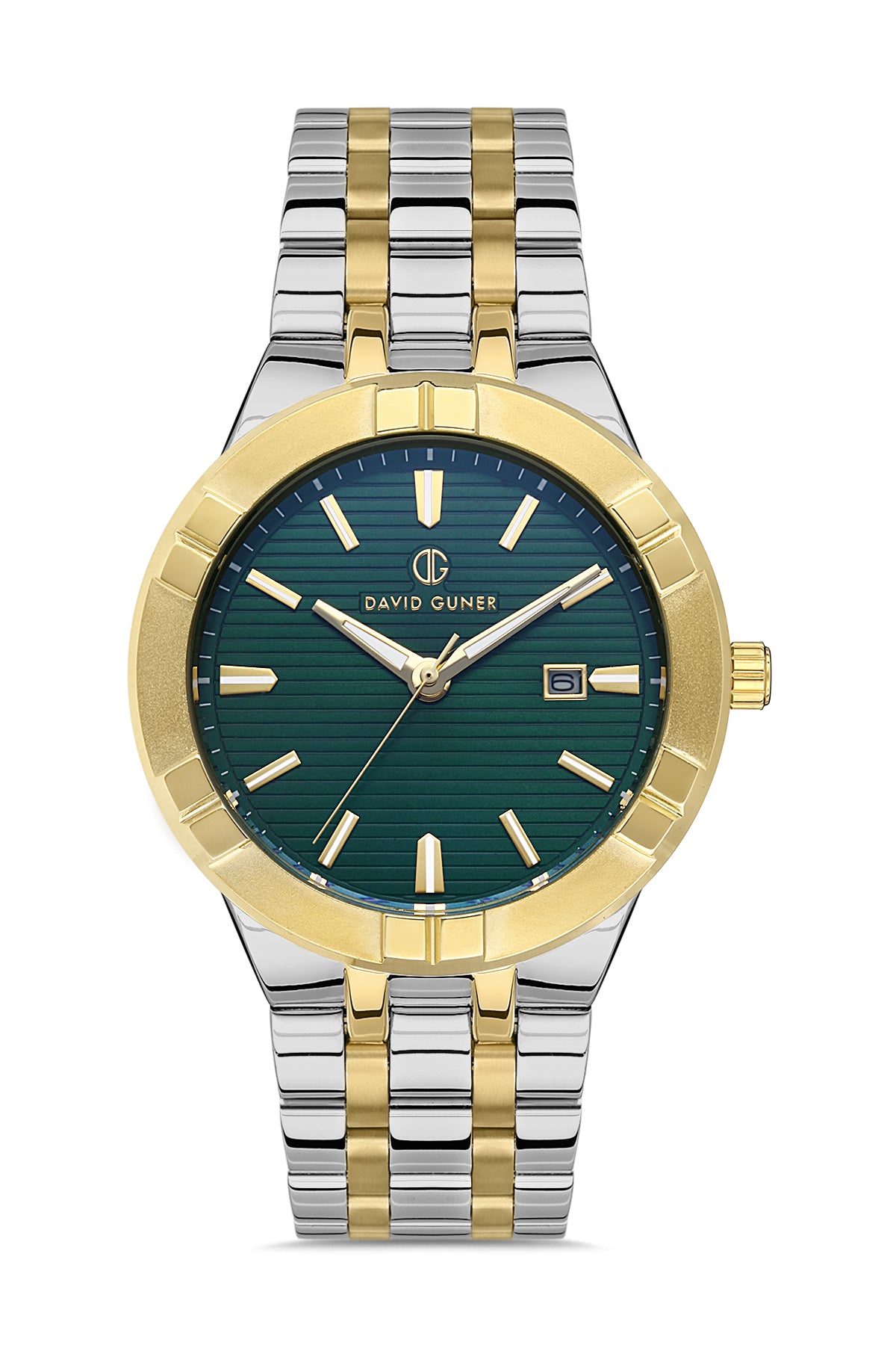 DAVID GUNER SARI BEYAZ KAPLAMALI YEŞİL KADRANLI ERKEK KOL SAATİ - DG-8388GA-D10