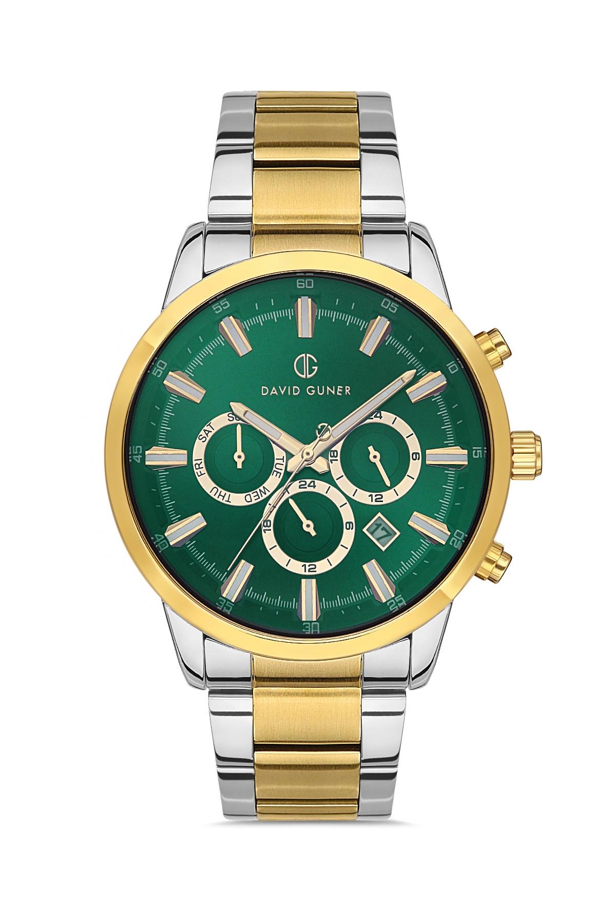 DAVID GUNER SARI BEYAZ KAPLAMALI YEŞİL KADRANLI ERKEK KOL SAATİ DG-8392GA-D10