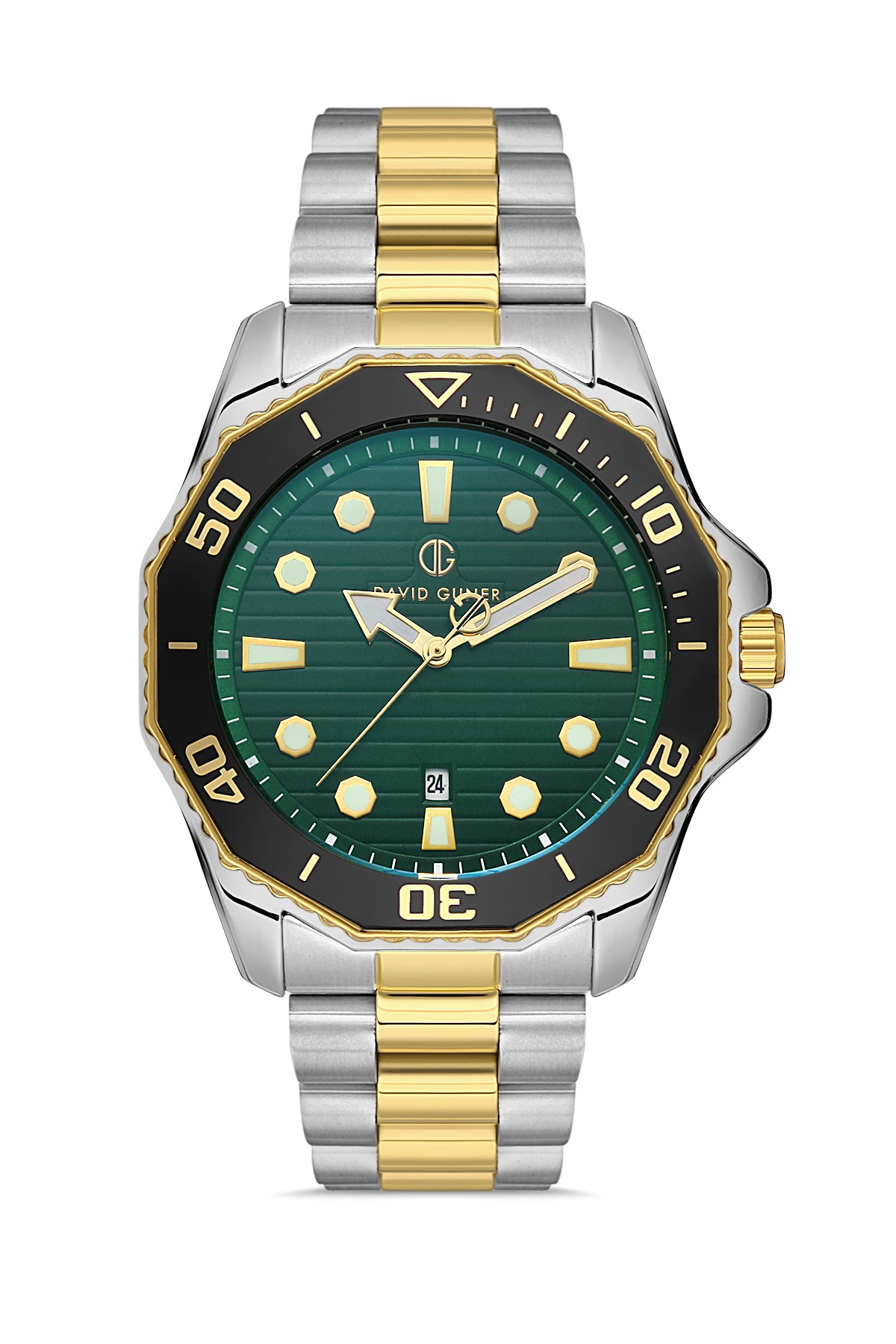 DAVID GUNER SARI BEYAZ KAPLAMALI YEŞİL KADRANLI ERKEK KOL SAATİ - DG-8394GA-D10
