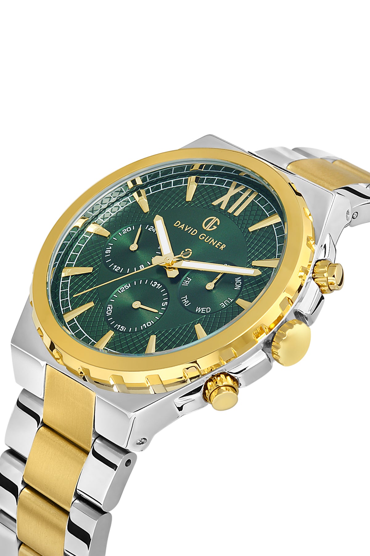 DAVID GUNER SARI BEYAZ KAPLAMALI YEŞİL KADRANLI ERKEK KOL SAATİ DG-8410GA-D10