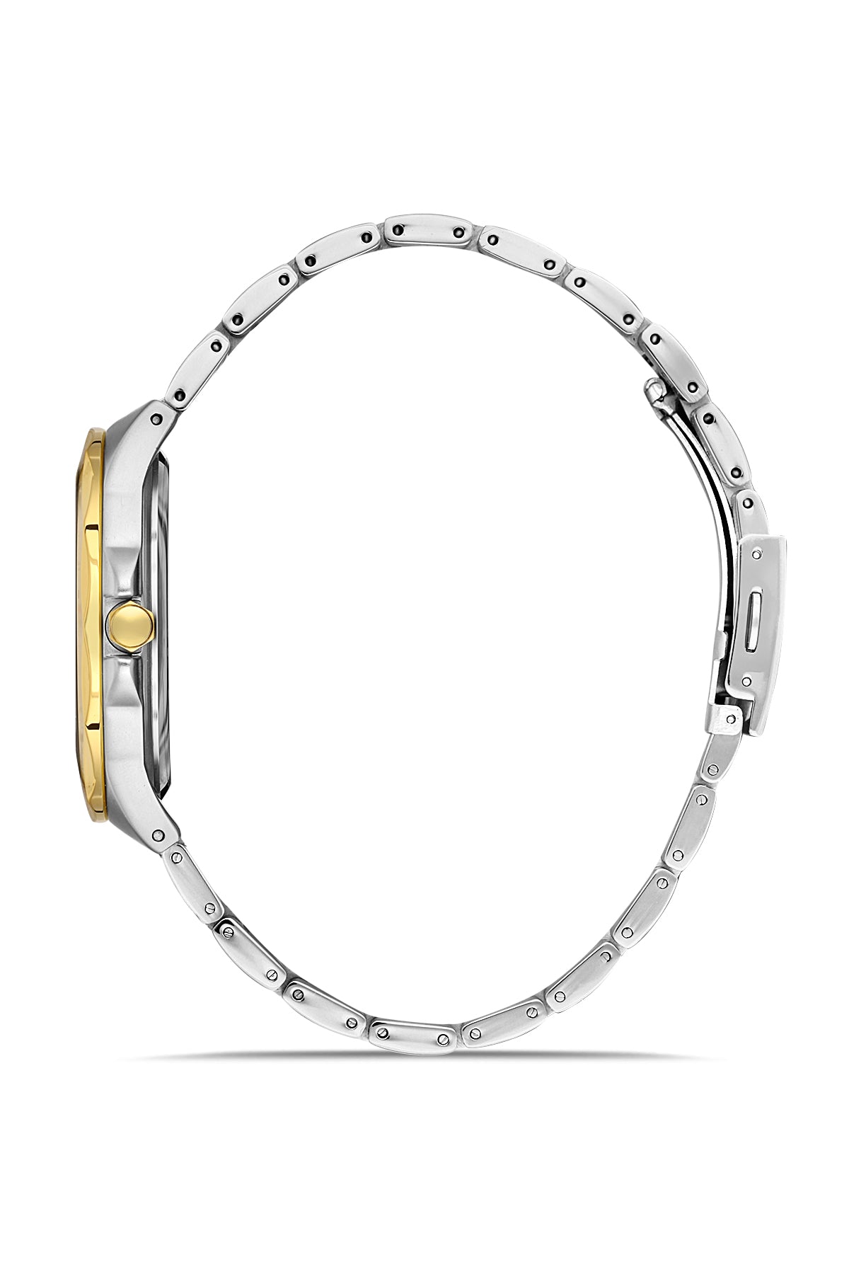 DAVID GUNER Sarı Beyaz Kaplama Yeşil Kadranlı Paslanmaz Masif Çelik Kordonlu Erkek Kol Saati - DG-8421GA-D10