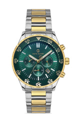 DAVID GUNER Sarı Beyaz Kaplamalı Yeşil Kadranlı Erkek Kol Saati - DG-8427GA-D10