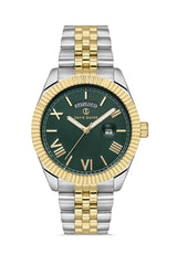 DAVID GUNER SARI BEYAZ KAPLAMALI YEŞİL KADRANLI ERKEK KOL SAATİ DG-8481GA-D10