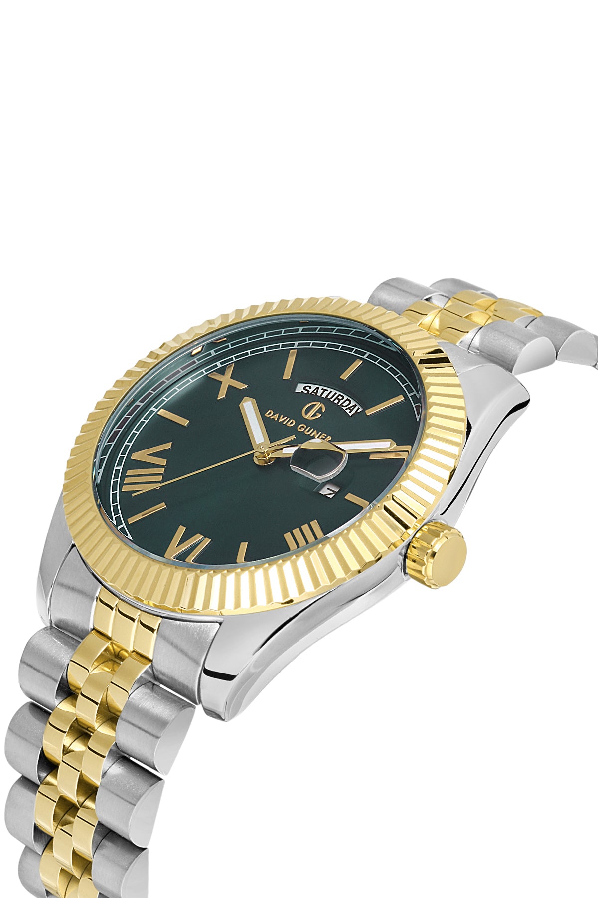 DAVID GUNER SARI BEYAZ KAPLAMALI YEŞİL KADRANLI ERKEK KOL SAATİ DG-8481GA-D10