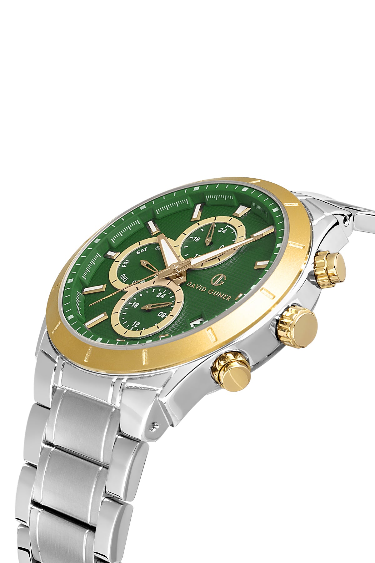 DAVID GUNER Yeşil Kadranlı Sarı-Beyaz Kaplamalı Erkek Kol Saati - DG-8645GA-D10