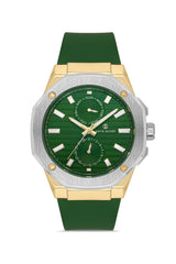 DAVID GUNER Sarı Beyaz Kaplama Yeşil Kadranlı Multi Fonksiyonlu Erkek Kol Saati