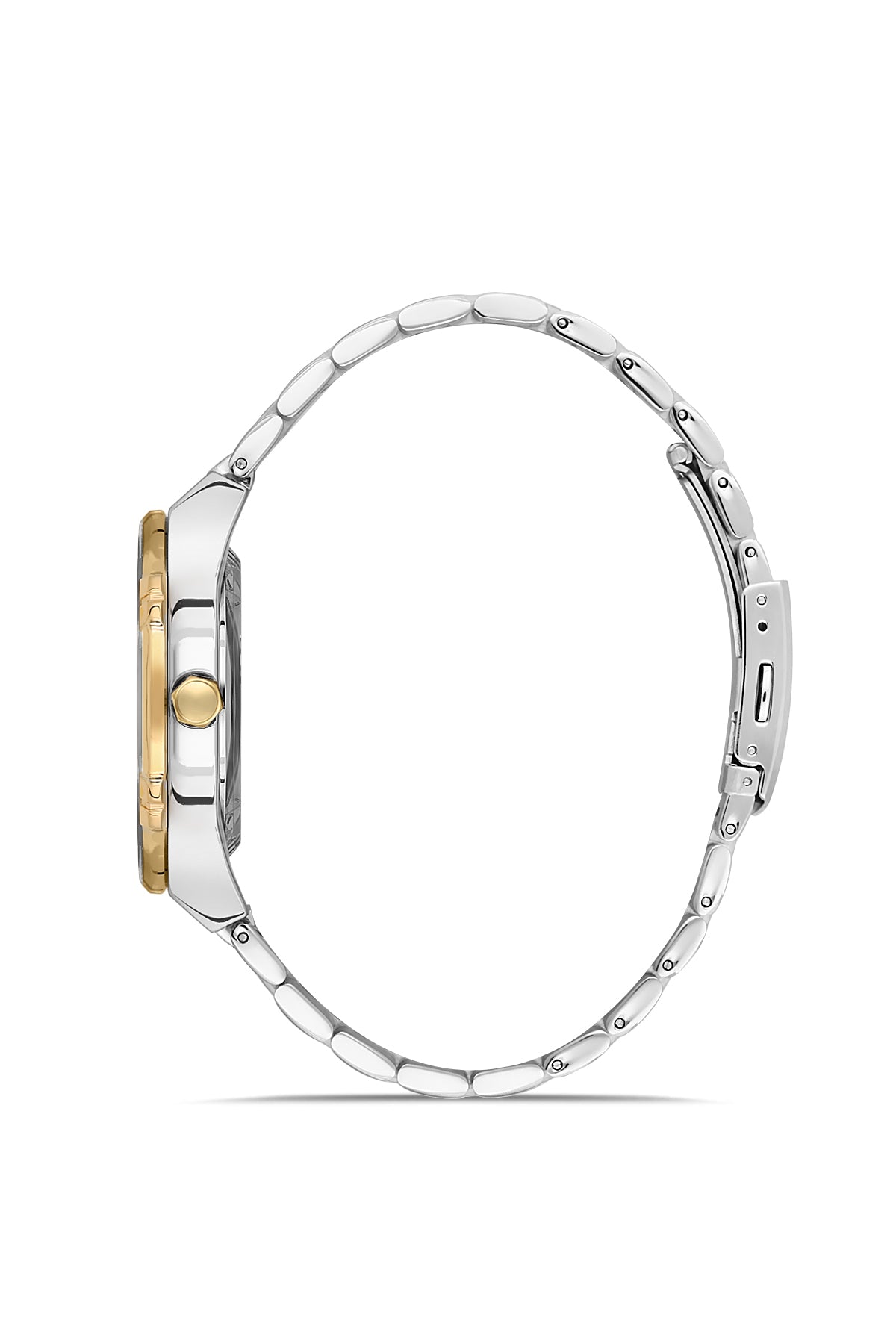 DAVID GUNER Yeşil Kadranlı Sarı Beyaz Kaplama Paslanmaz Masif Çelik Kordonlu Otomatik Erkek Kol Saati