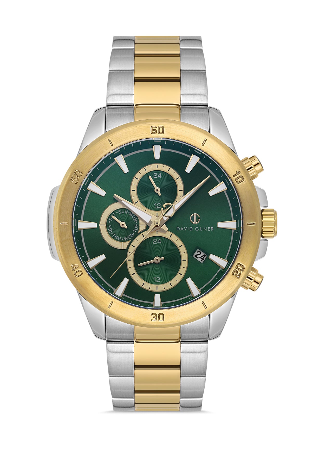 DAVID GUNER SARI BEYAZ KAPLAMALI YEŞİL KADRANLI ERKEK KOL SAATİ - DG-8742GA-D10