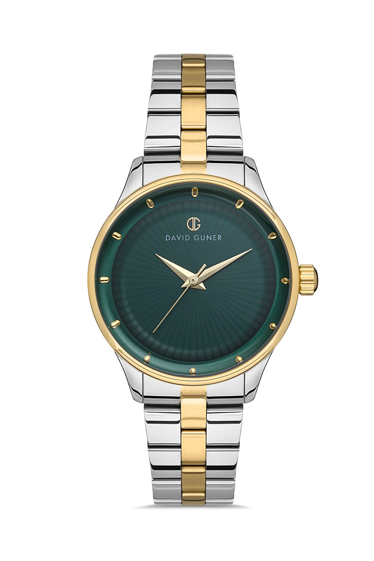 DAVID GUNER SARI BEYAZ KAPLAMALI YEŞİL KADRANLI KADIN KOL SAATİ DG-8397LA-D10