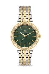 DAVID GUNER SARI BEYAZ KAPLAMALI YEŞİL KADRANLI KADIN KOL SAATİ - DG-8414LA-D10