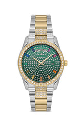 DAVID GUNER SARI BEYAZ KAPLAMALI YEŞİL KADRANLI KADIN KOL SAATİ DG-8703LA-D10